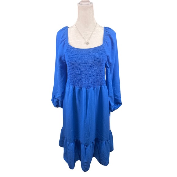 Nanette Nanette Lepore Dresses & Skirts - Nanette Nanette Lepore Cobalt Blue Smocked Midi Dress Puff Sleeve Size 8
